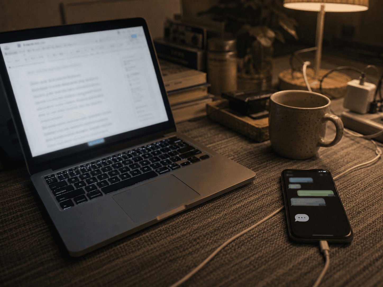 late night laptop and chat phone