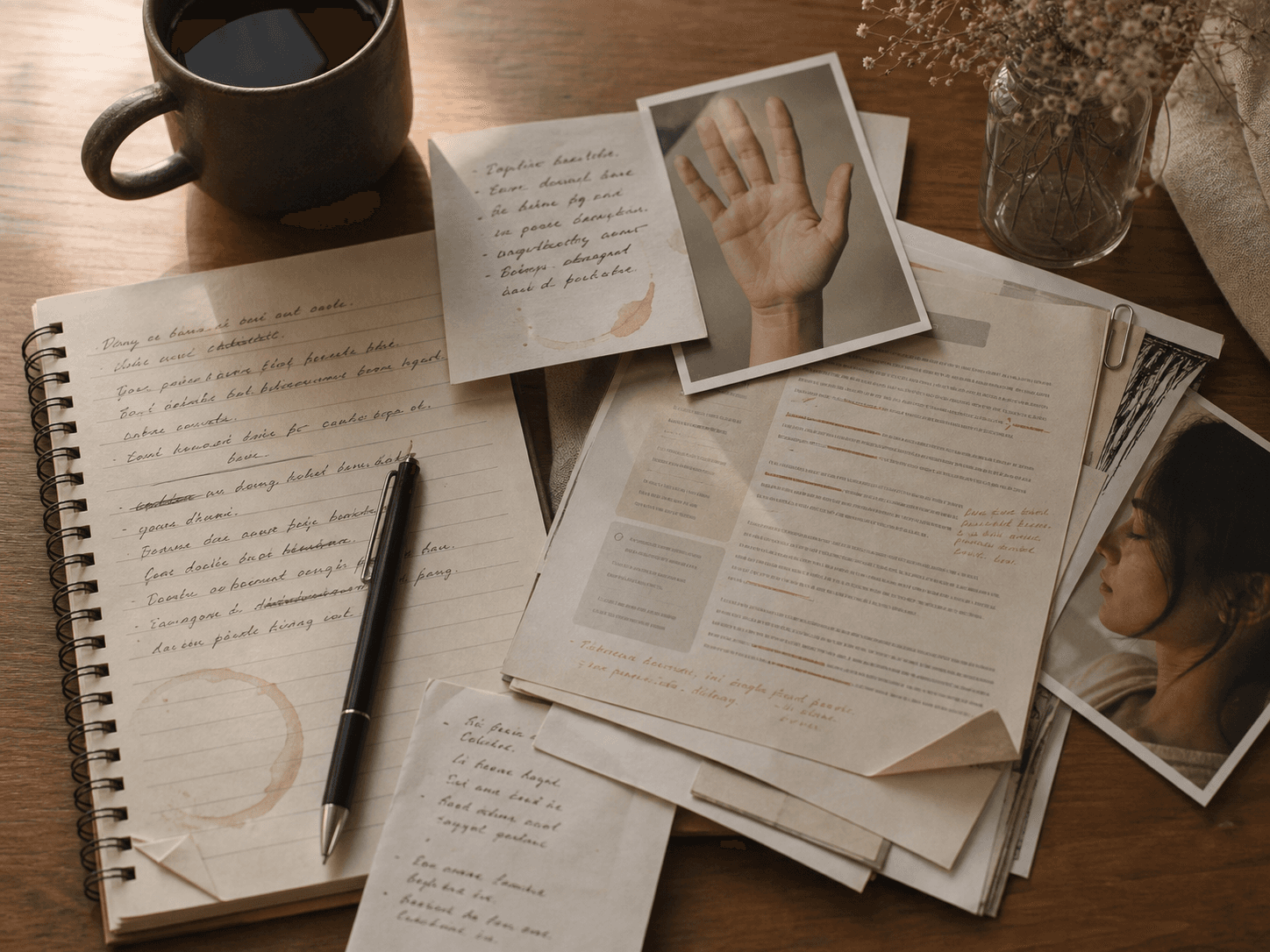 notes and report pages on table